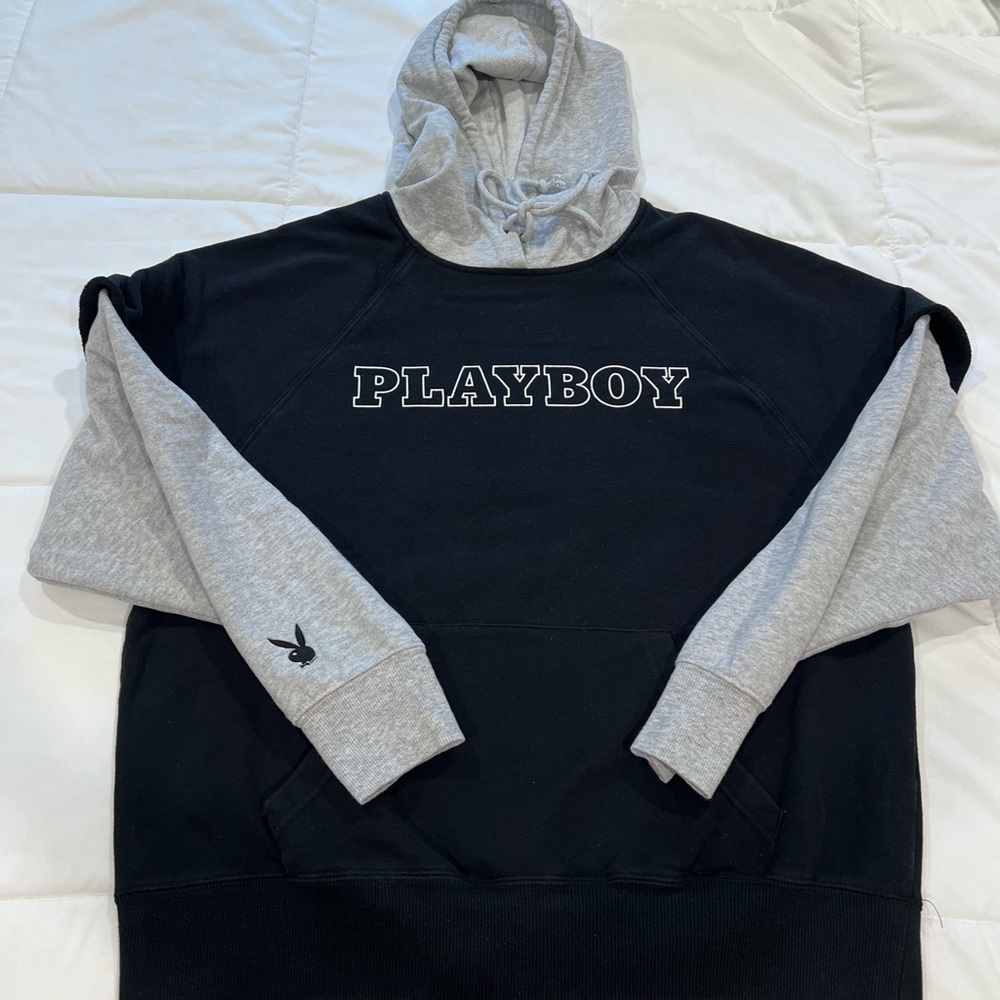 PLAYBOY Hoodie in Black and Gray